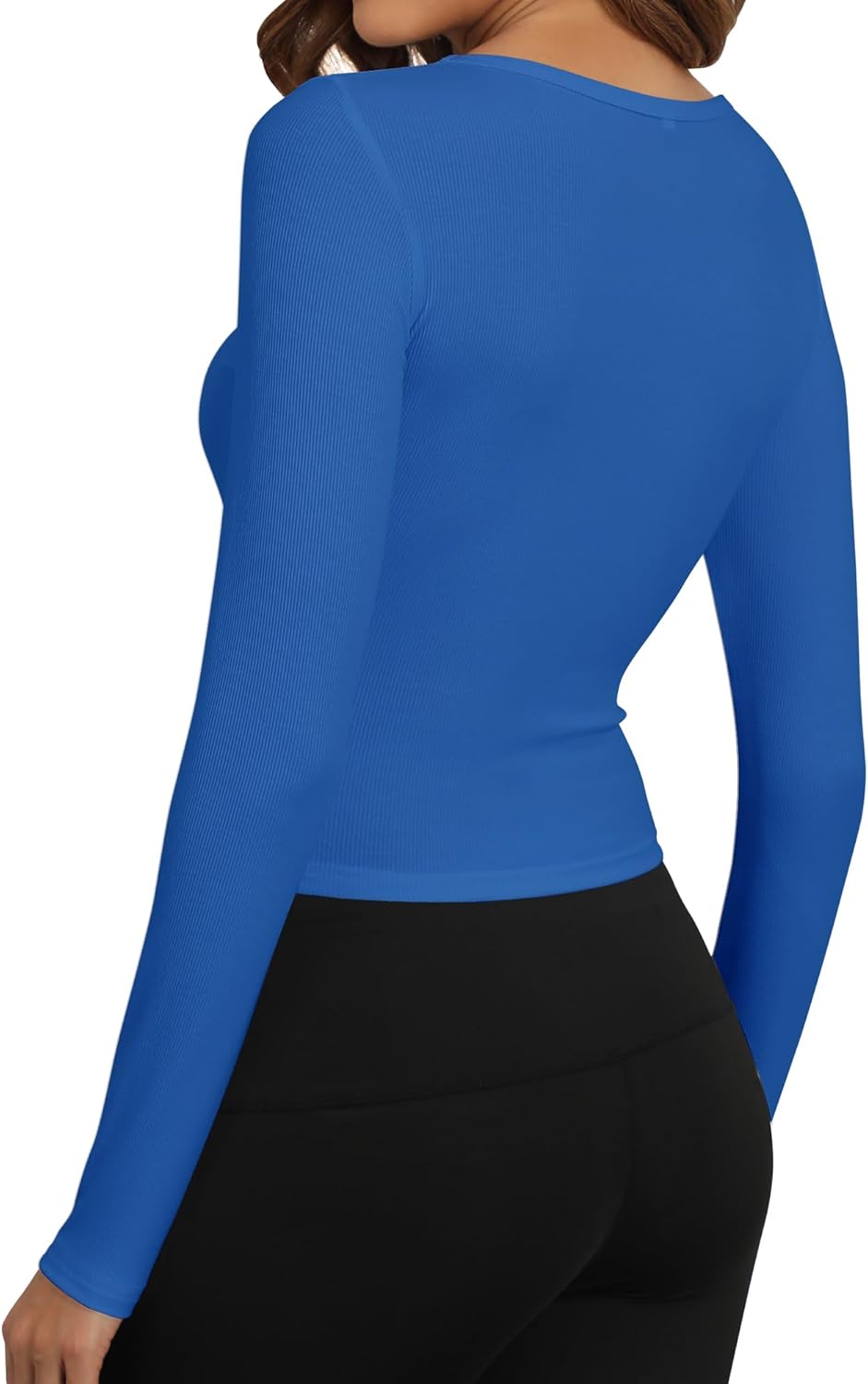 Artfish Women's Casual Basic Ribbed T-Shirts Slim Fitted Boat Neck Long Sleeve Crop Top - Image 2