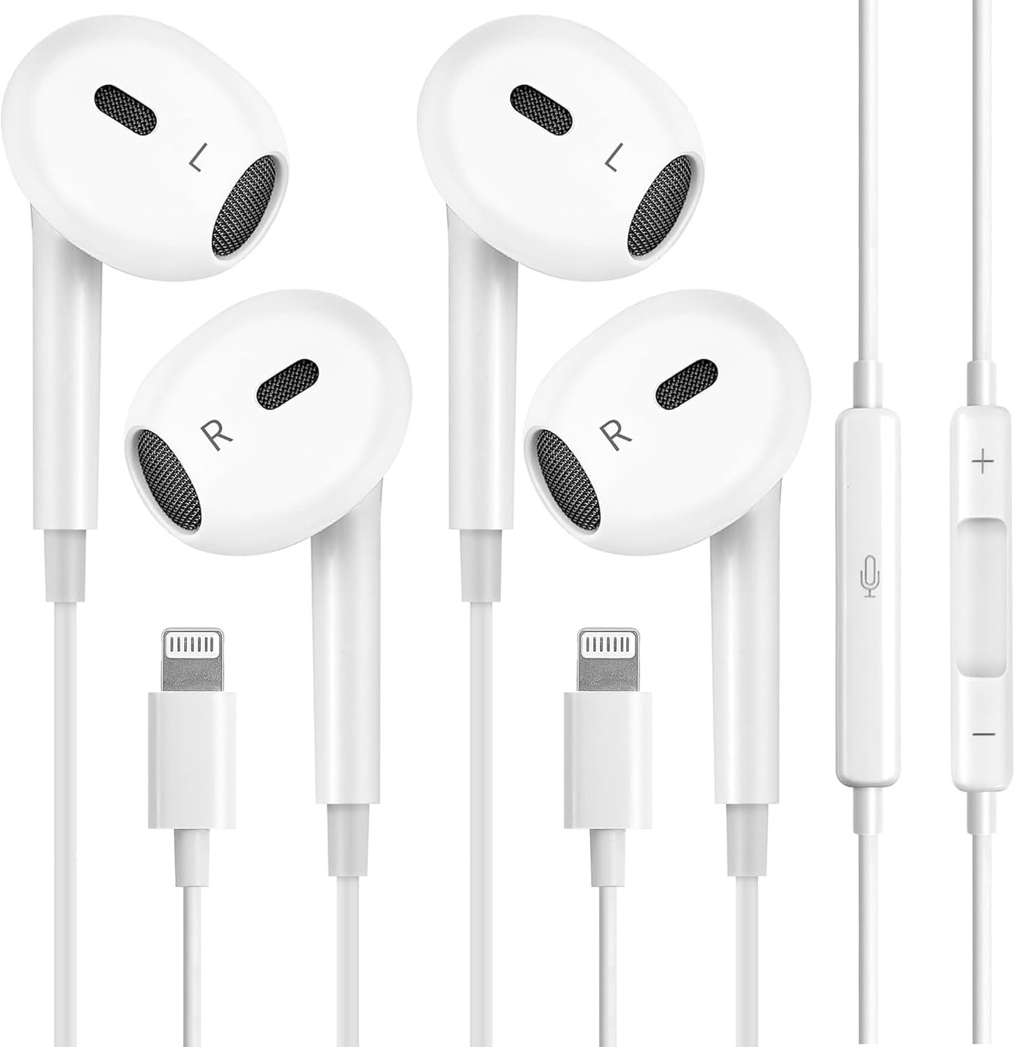 2 Pack Wired Headphones for iPhone (Lightning Connector Plug&Play) Earbuds Built-in Microphone & Volume Control,Compatible with iPhone 14/13/12/11/XR/XS/X/8/7/Pro/Pro Max?Official Certified Earphone?