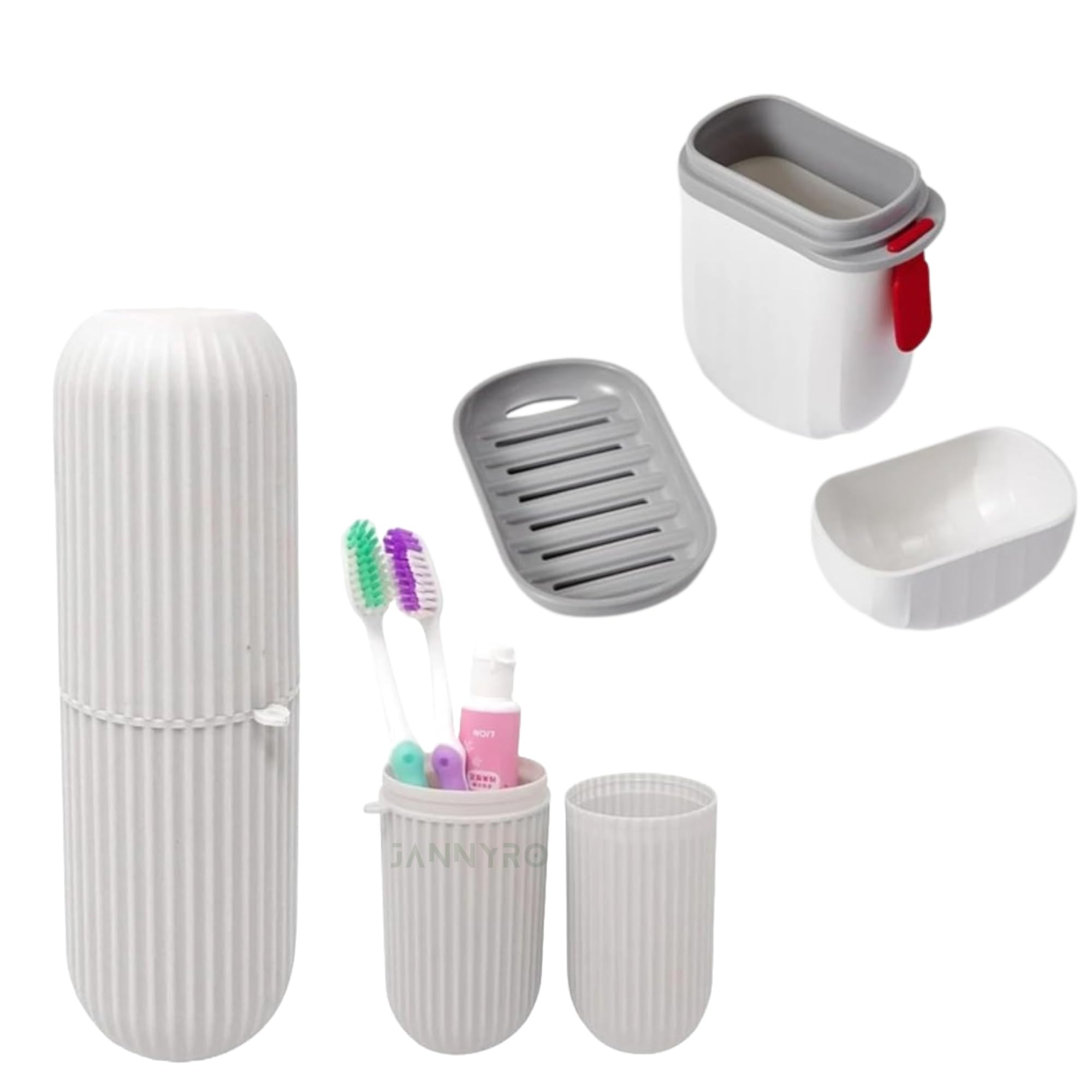 Travel Soap Box and Toothbrush Holder Durable Waterproof Soap Box with Lid, Leakproof Shower with Handle Travel Soap Case Holder, Toothpaste Case Holder Portable, Bathroom, Camp, Combo Set