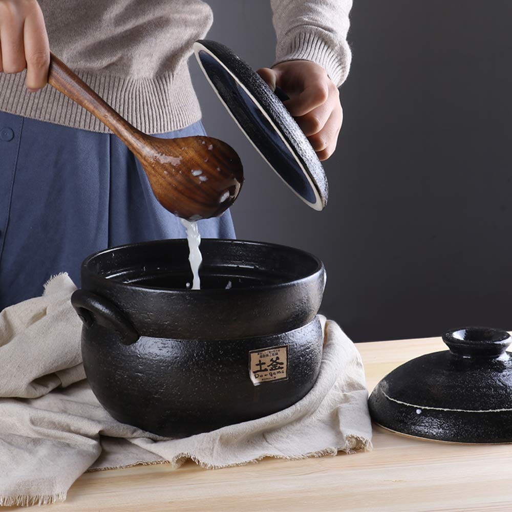 Kochtopf, Reistopf aus Steingut, japanischer Reiskocher aus Stein, Schmortopf für den Herd, Hot Pot, Keramik-Auflaufform mit Deckel, hitzebeständiger Suppentopf für Dampf