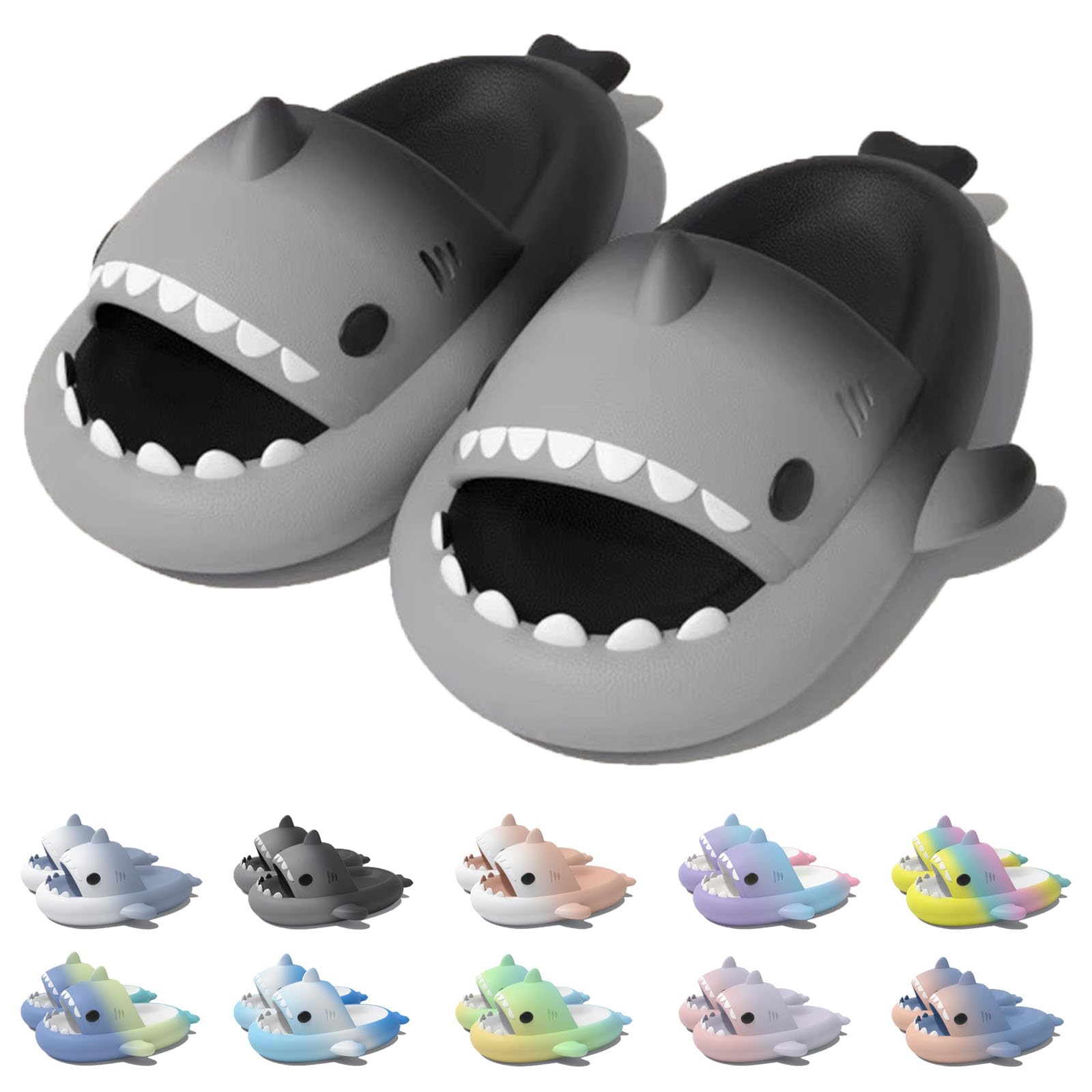 Jfxgjuv Shark Slides Kids, Boys Girl Cloud Shark Slides Non-Slip Novelty Open Toe Sandals Thick Sole Beach Pool Shower Shoes Slippers