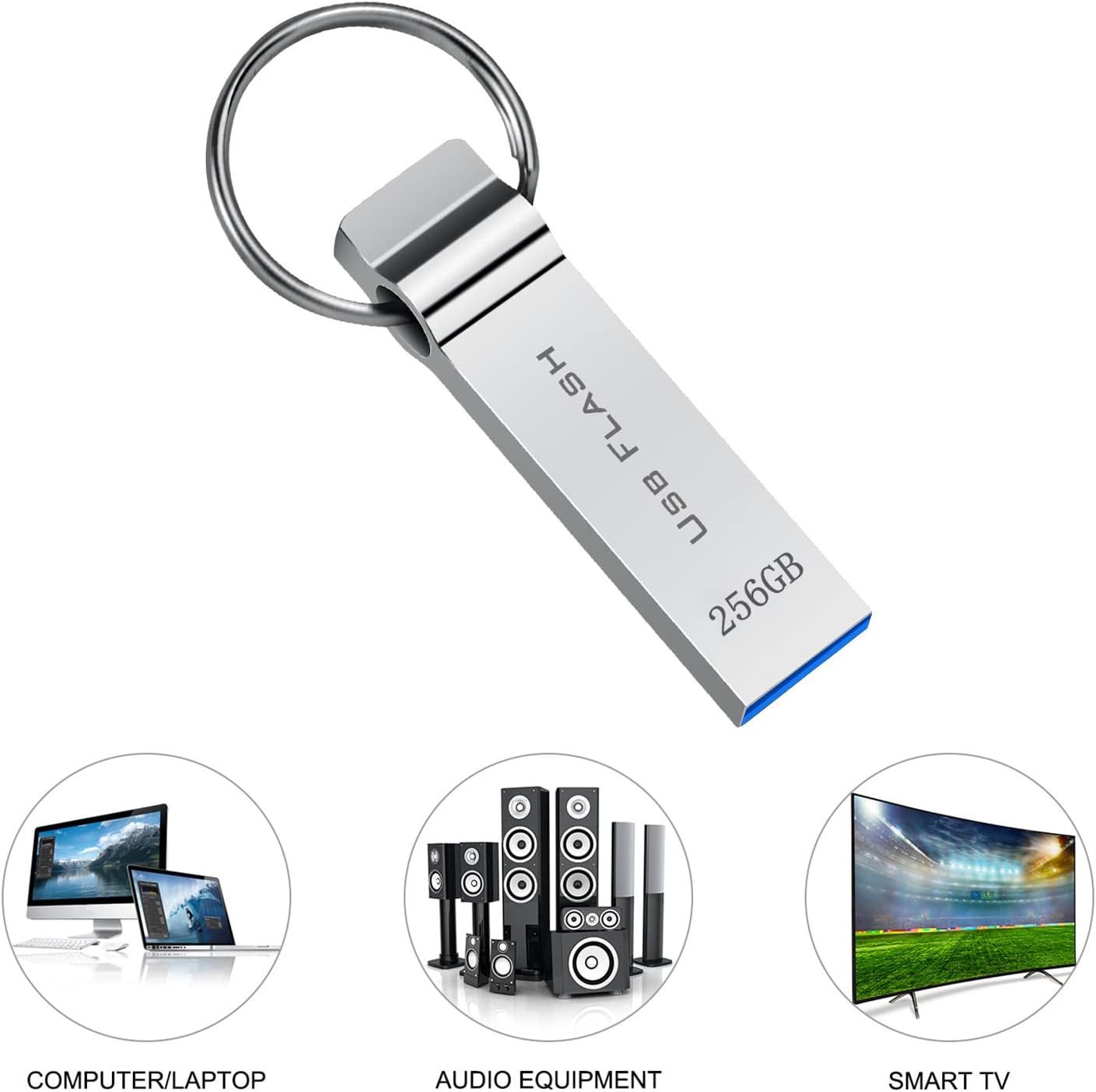 Marryler USB Flash Drive 256GB Waterproof USB Drive 256GB High Speed Memory Stick 256GB Ultra Large Storage Metal Thumb Drive with Keychain Design for Laptop Computer Tablet : Electronics