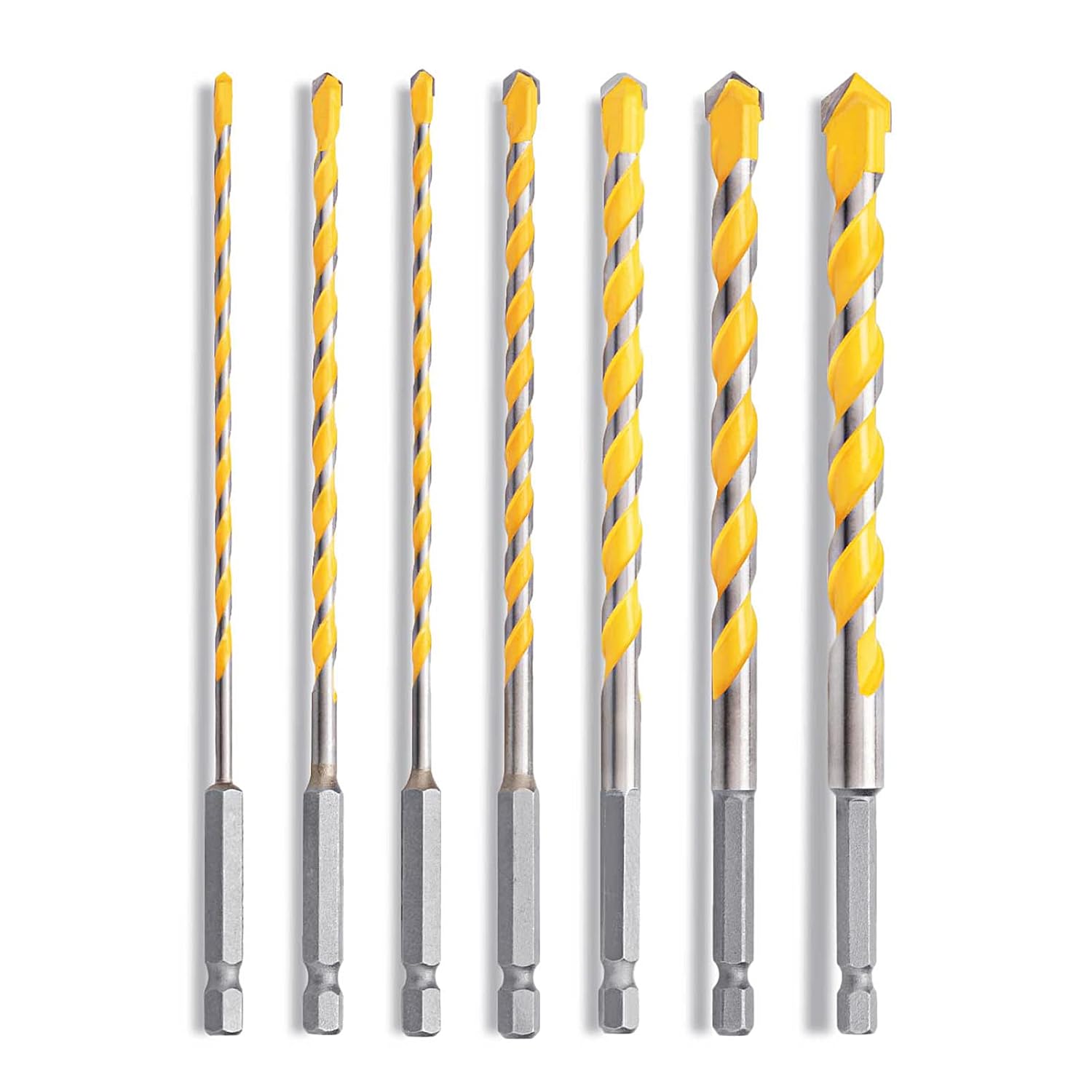 7 PCS Masonry Drill Bit Set, 1/8" to 1/2" Concrete Drill