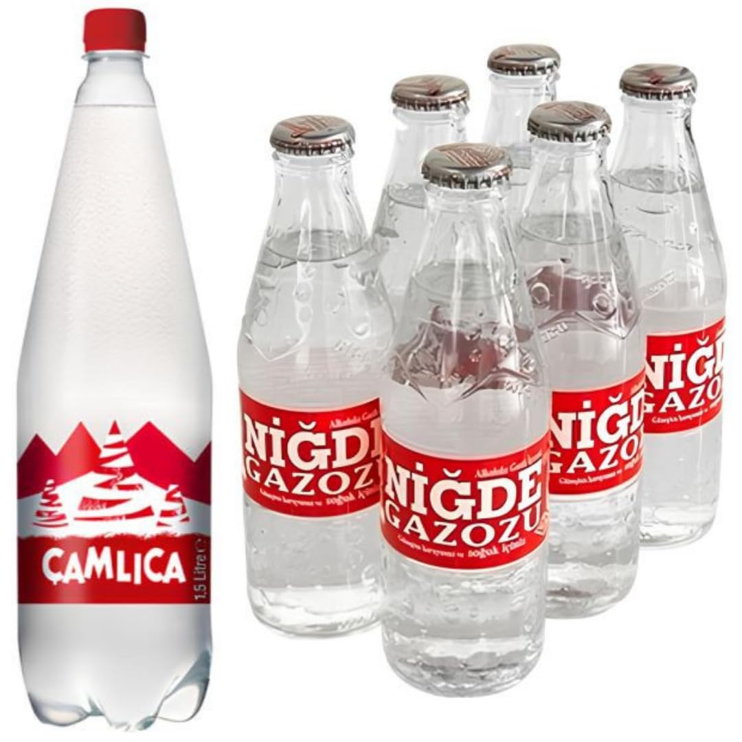 Nigde Gazoz 250 Mililitri x 6 Pezzi + Camlica Gazoz Limonata bevande gassate e analcoliche (con pegno) 1500 Mililitri x 1 Bottiglia con Pufai Grocery