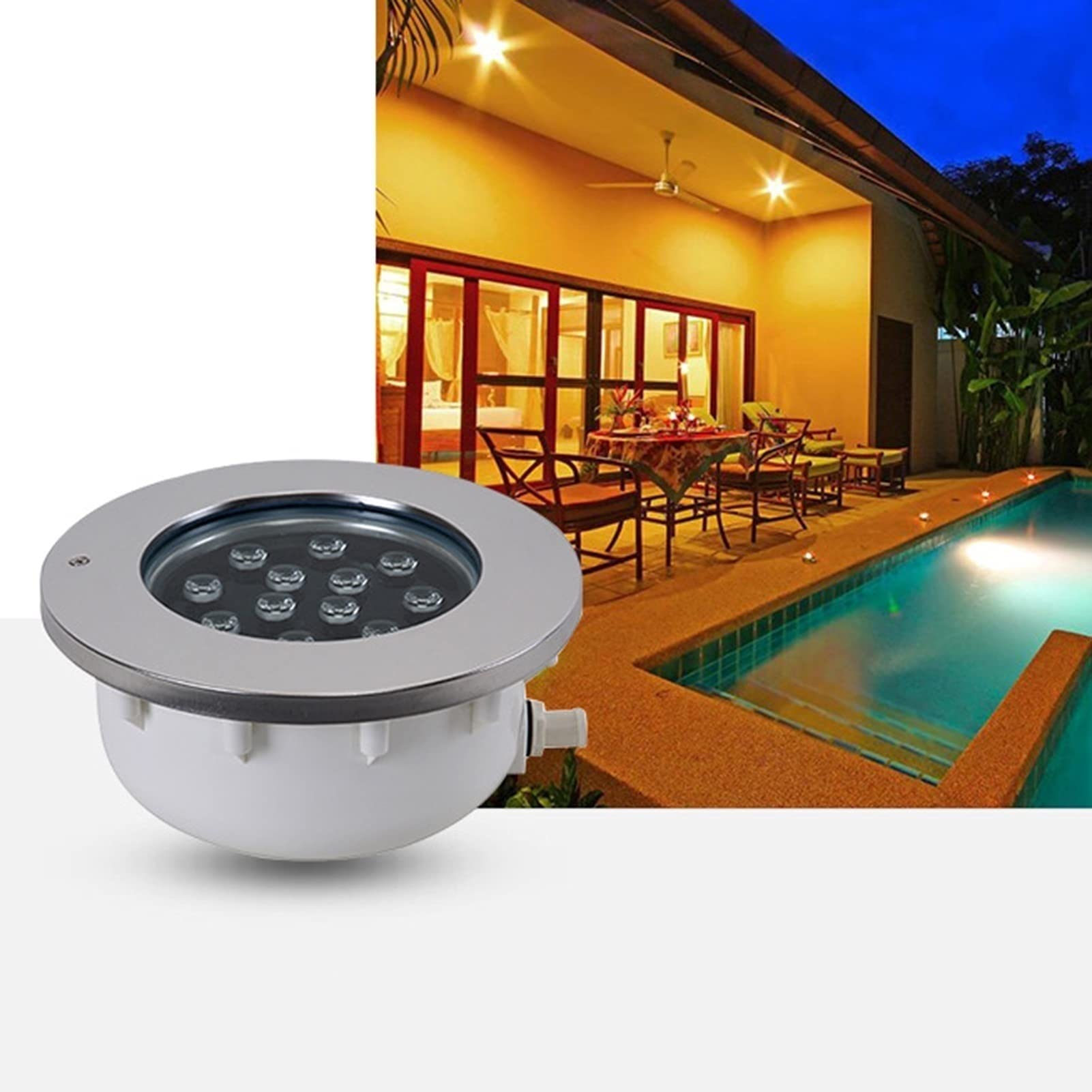 Tauchbare Led-Poolleuchten – Wasserdichte Unterwasserleuchte, Einbaustrahler Unter Wasser, Led-Unterwasserleuchte, 12 V Ip68 Wasserdichte Edelstahl-Landschaftsleuchten, Villa-Schwimmbadleuchten (Bla