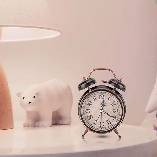 Miniatura 9 de AUNMAS Reloj despertador mecánico vintage, alarma de cuerda manual con esfera luminosa brillante, gestión de tiempo de noche retro para adultos que