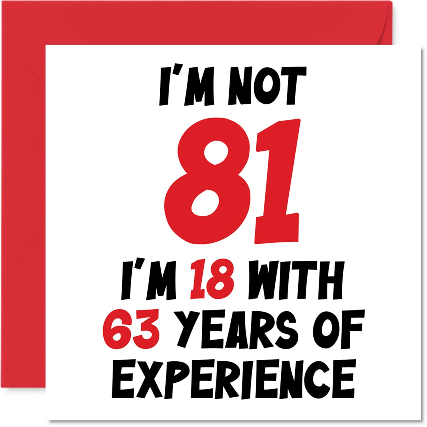 Amazon | 81歳の誕生日カード レディース メンズ - Not 81 I'm 18 With