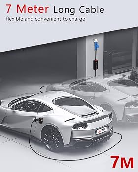 MCEVKELN Chargeur Voiture Électrique Type 2 7kW 32A - Câble 7m CEE Avec Réglage Courant Et Timer