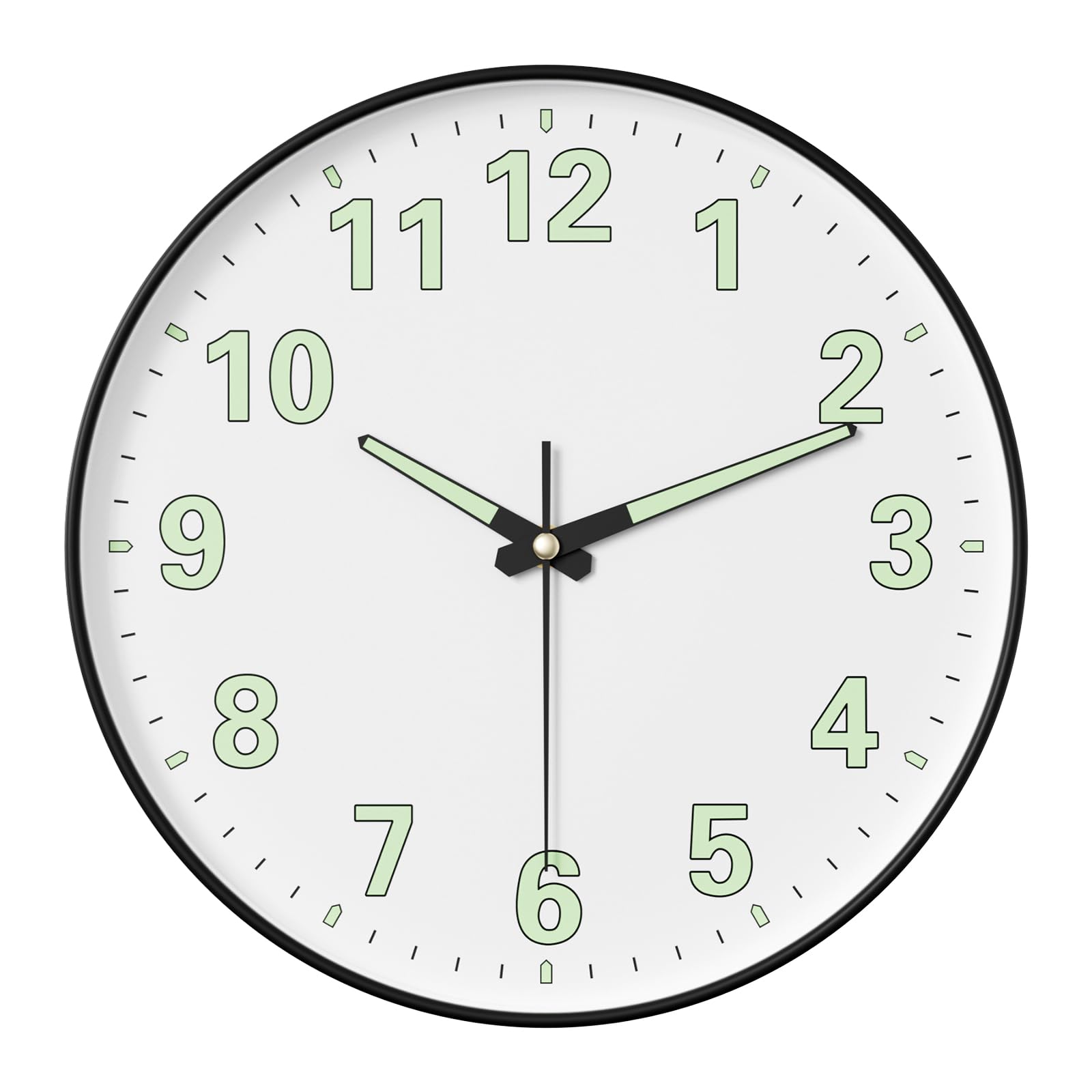 Night Light Wall Clock, 12 Inch Silent Non Ticking Quartz Battery Operated Wall Clocks Glow in The Dark, Luminous Wall Clock for Living Room Bedrrom Kitchen Office Home Decor (White)