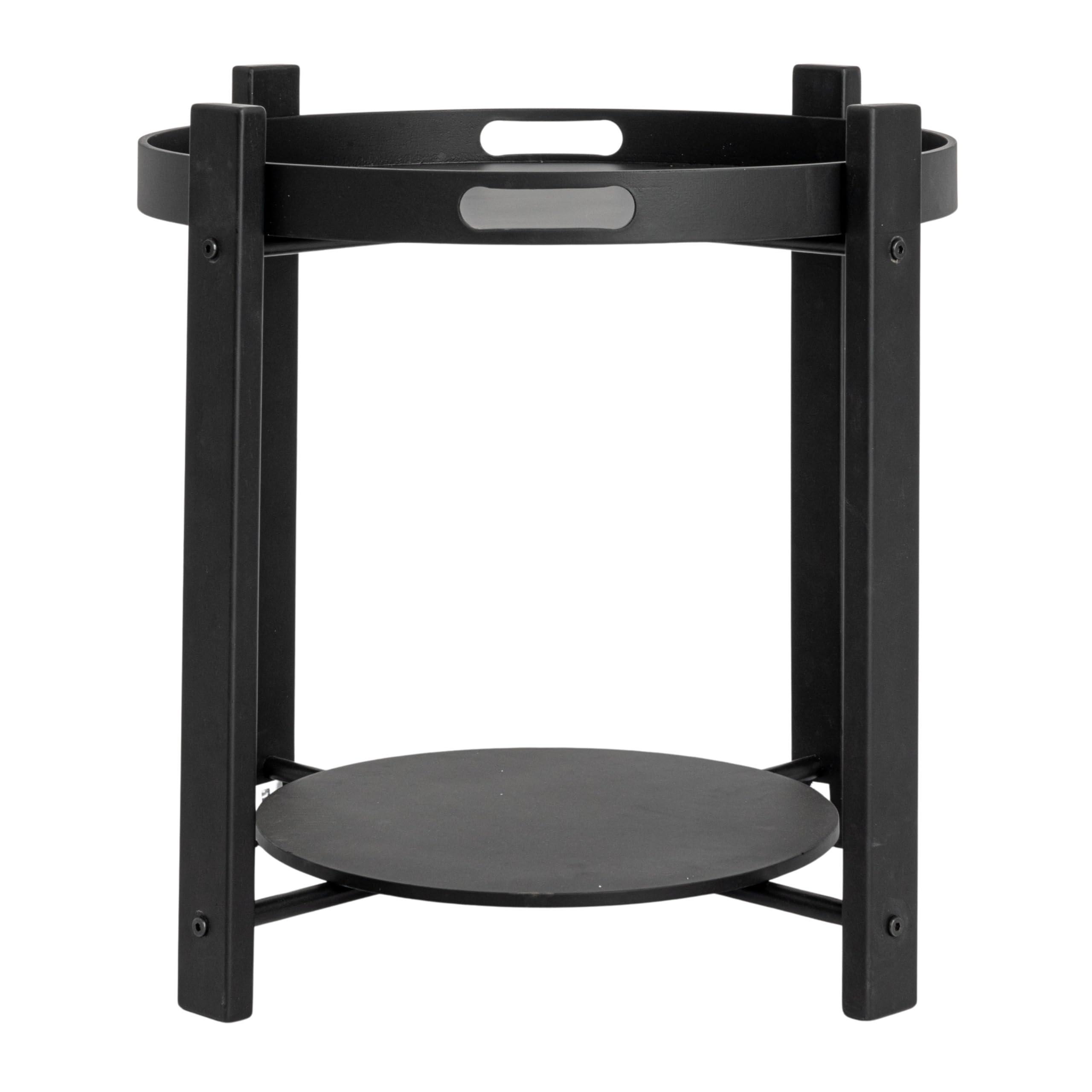 Creative Co-Op Chic Fir Wood and Metal Tray Table, Black