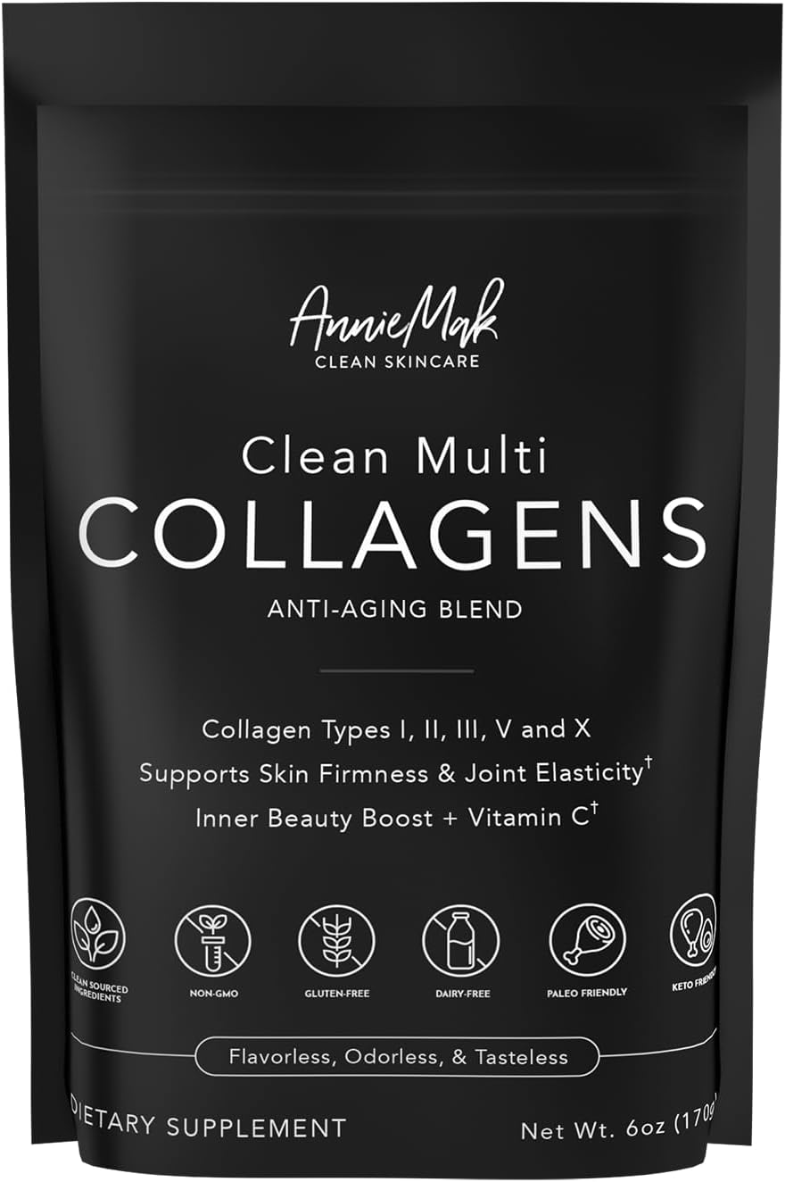 AnnieMak Collagen Peptides Powder with Bone Broth, Protein & More for Skin Care, Healthy Hair & Nails, Grass Fed, Clean Multi Collagens Supplement for Women’s Wellness, Gluten Free, Unflavored