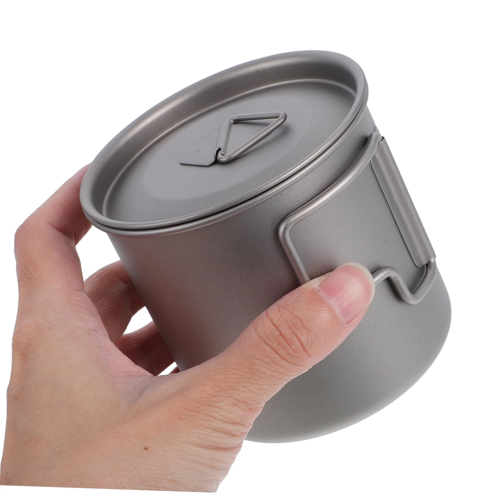 Titanium Trinkbecher mit Deckel Faltbarem Griff Leichter Outdoor Campingbecher Einlagig Robust für Wandern Picknick und Reise