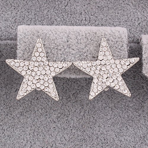 Nice Honey Five-pointed Star Shape Fine Full Rhinestone Fashion Silver/Gold Clip Earrings2