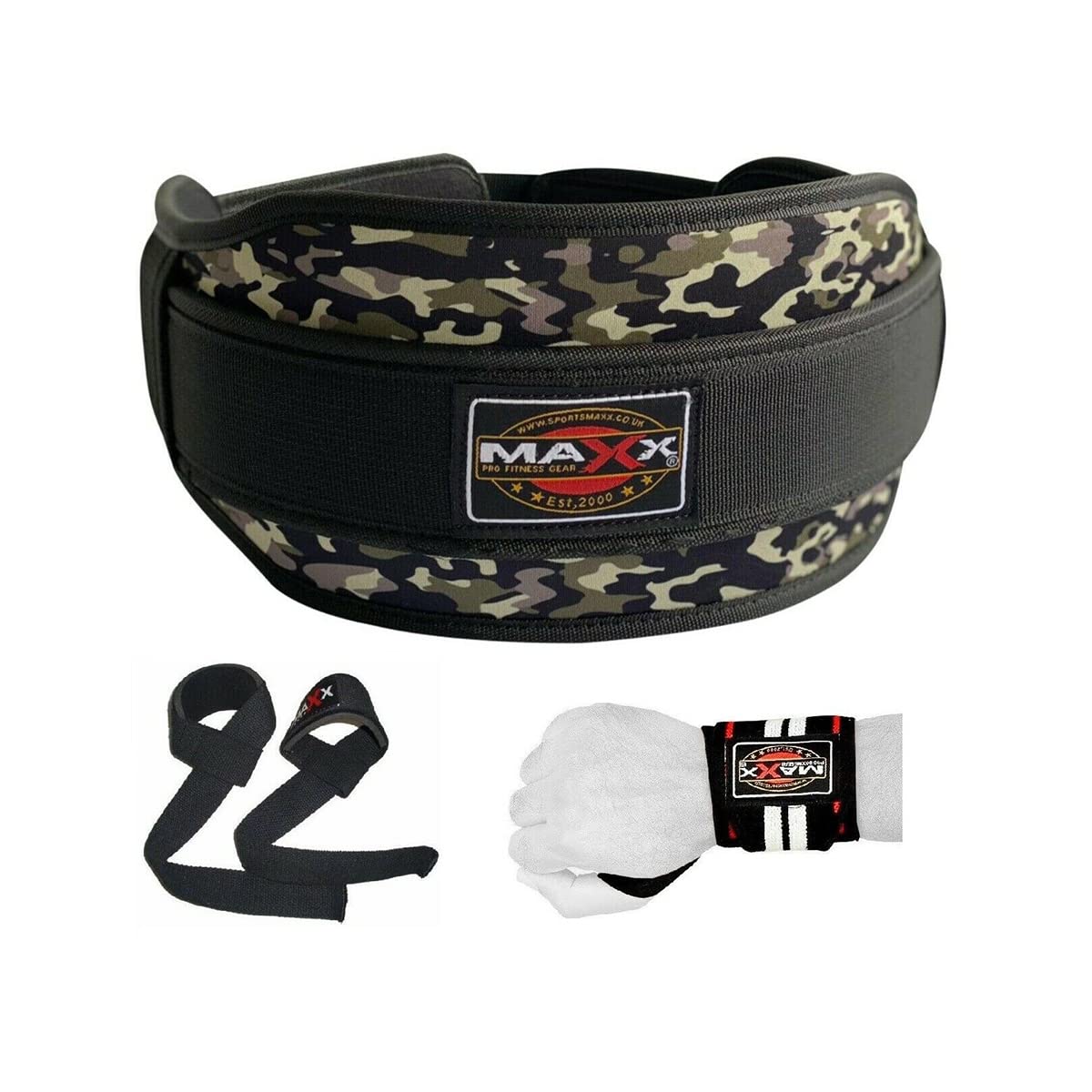 Weight Lifting Belt Gym Training Neoprene Fitness Workout Double Support Maxx N (L, Green)