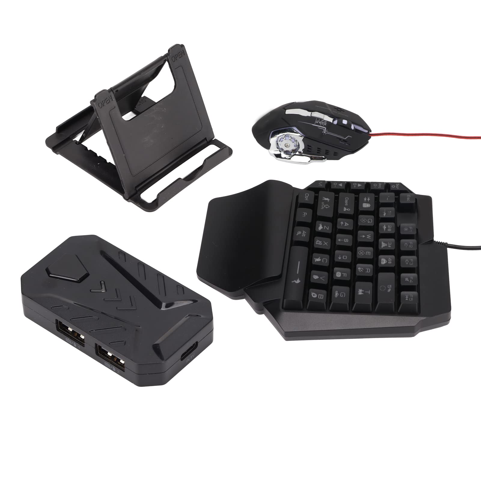 Adaptador Convertidor de Teclado Y Ratón, Combo de Teclado Y Ratón para Juegos con una Mano, 35 Teclas con Cable Mecánico RGB LED Retroiluminado Medio Teclado, Adaptador Convertidor(Mix lite+F6+G2)