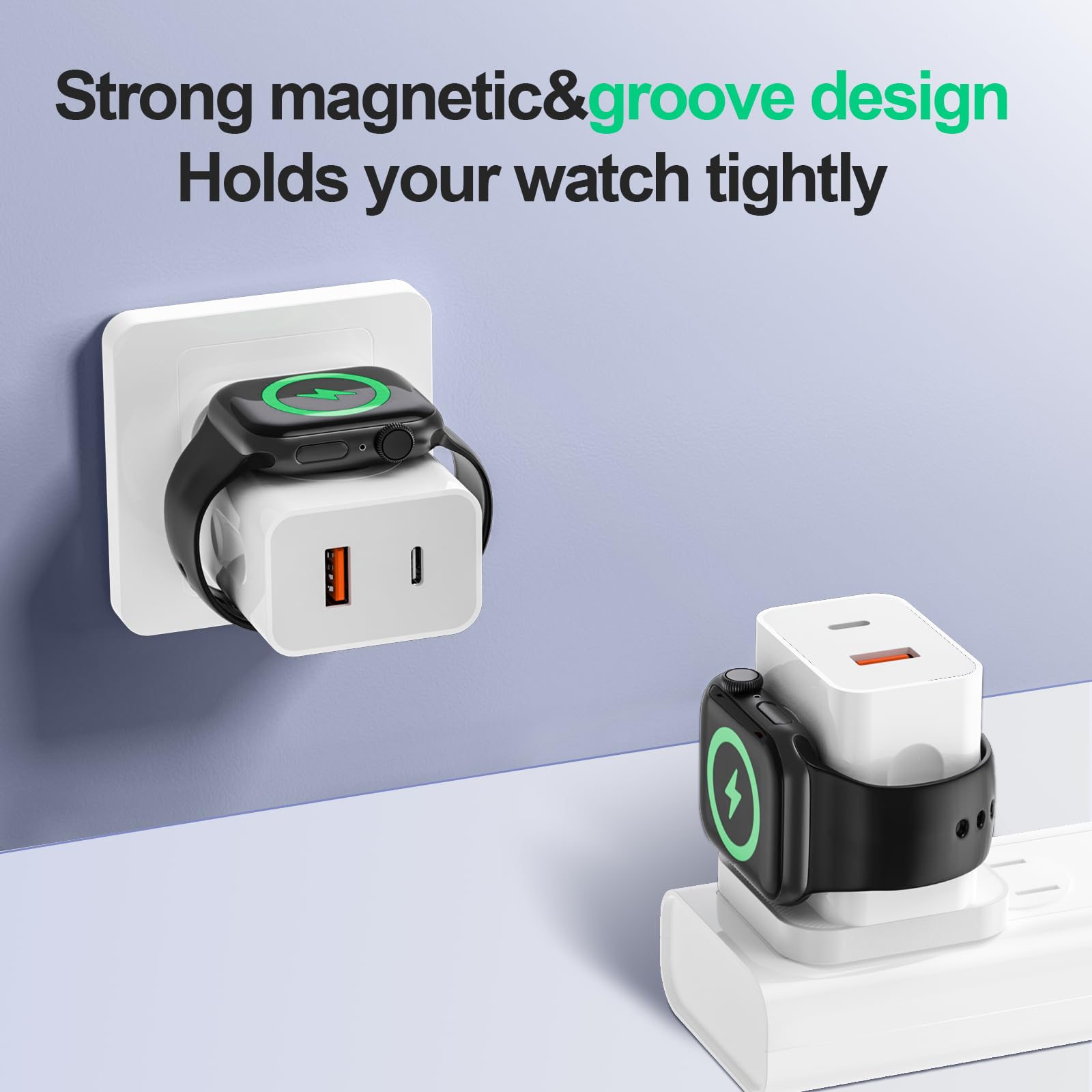 Cargador para Apple Watch, cargador rápido 3 en 1 de 20 W con carga inalámbrica magnética y puertos duales, bloque de carga de pared USB C portátil compatible con iPhone, serie Apple Watch,