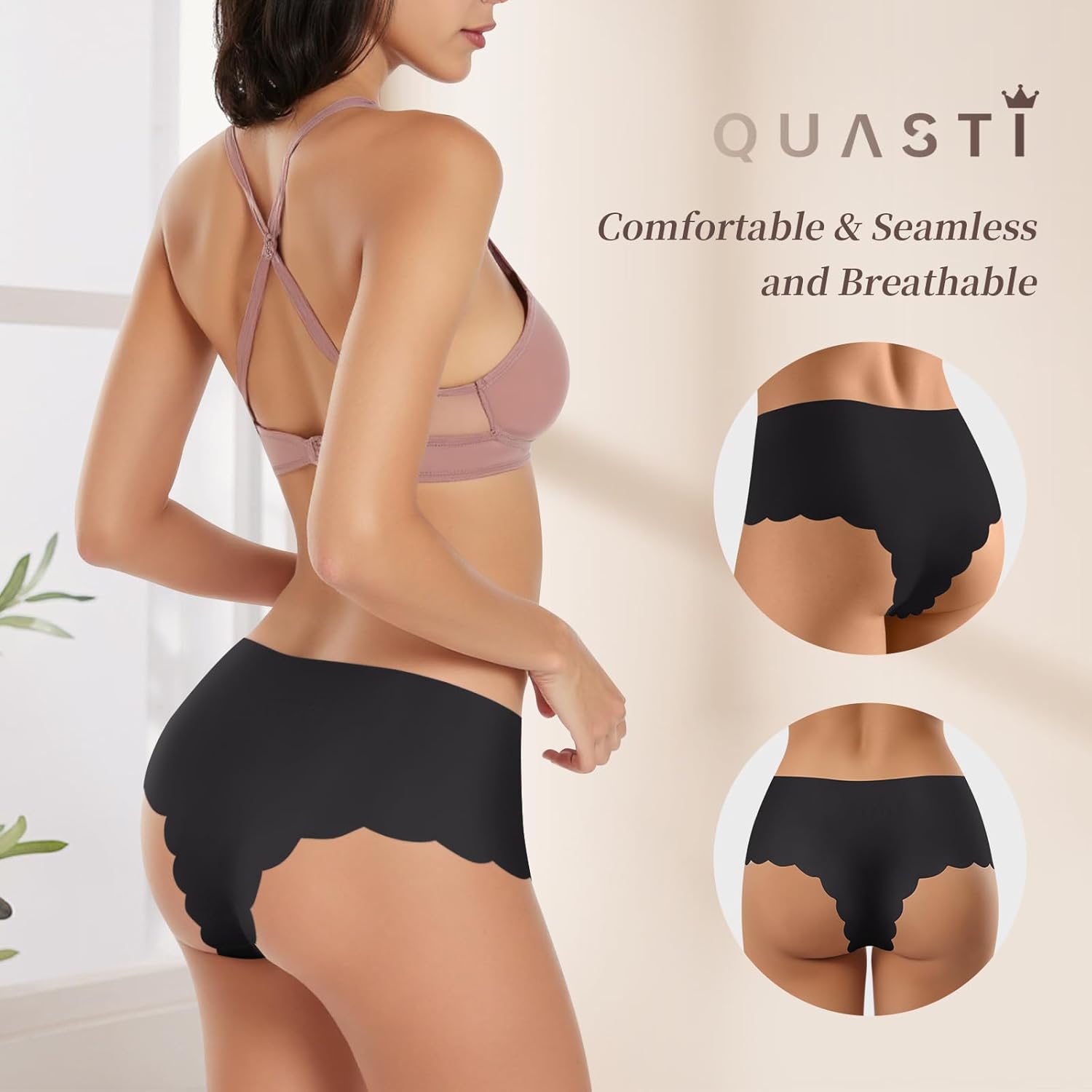 Womens Underwear Seamless Breathable Briefs No Show Silky Full Coverage Stretch High Waisted Ladies Panties 5 Pack - Image 2