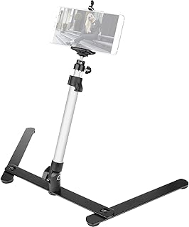 Best ChromLives Photo Copy Stand Pico Projector Stand with Phone Clamp Overhead Phone Mount Phone Stand Mini Tripod Adjustable Tabletop Monopod Stand Compatible with Smart-Phone Review 