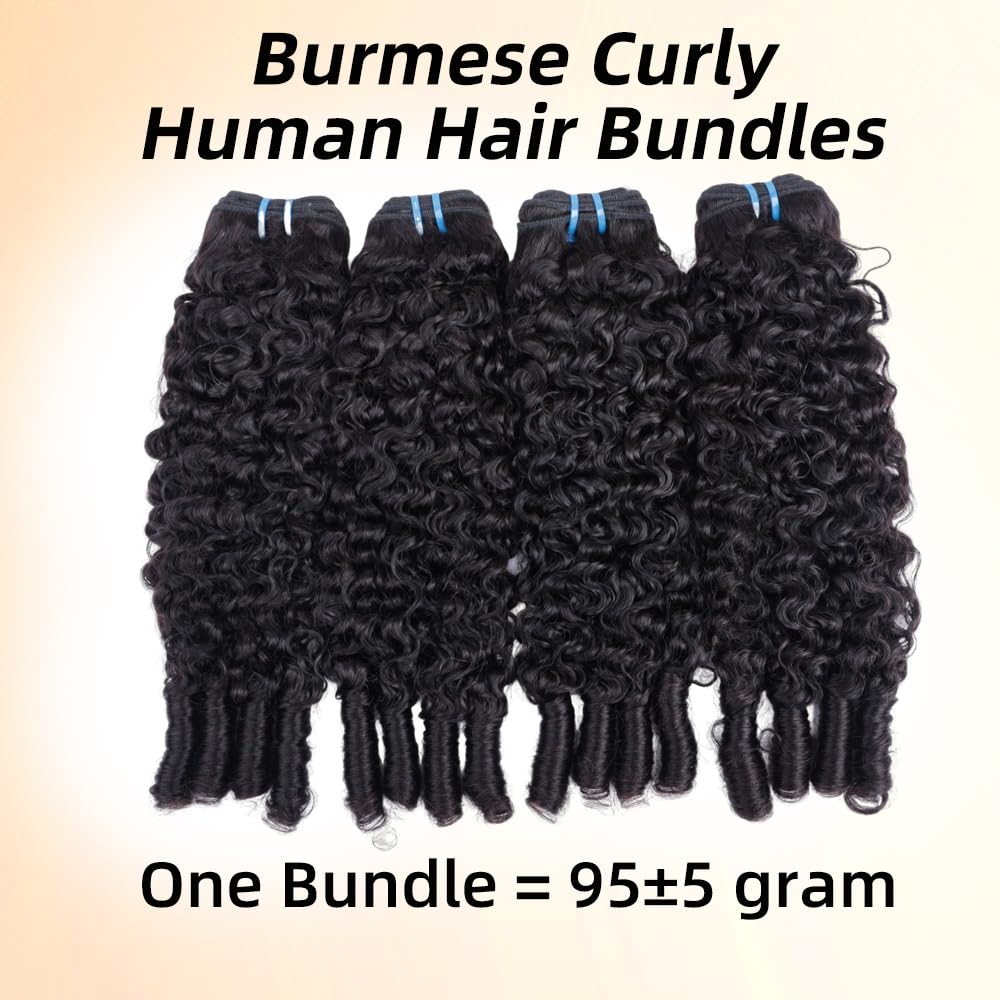 MsSunlight Burmese Curly Hair Bundles 100% Unprocessed Brazilian 12A Burmese Curly Human Hair Bundles 16 16 16 Inch Weave Bundles Human Hair with Spiral Curls Natural Color - Image 2