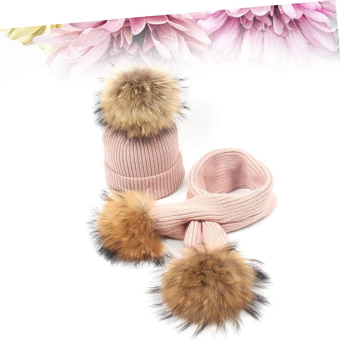 FOMIYES 2pcs Boy Girl's Warm Hat and Scarf Set Thickened Faux Fur Beanie and Scarf Autumn and Outdoor Activities
