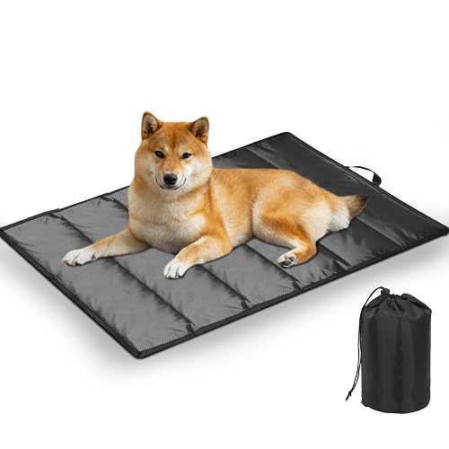 GOEDCH Manta impermeable para perros, 70 x 120 cm, para viajes, con bolsa de almacenamiento y asas, plegable