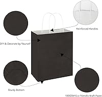 Vista 6 de Toovip Cada paquete de 100 bolsas de papel kraft mediano verde y negro con asas a granel