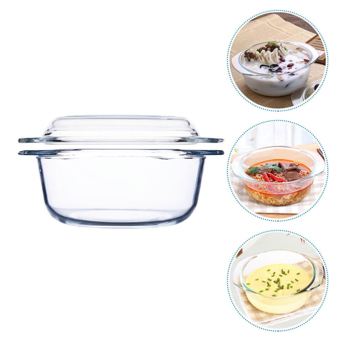 BESTOYARD Hitzebeständige Mikrowellengeeignet Leicht Zerbrechlich und für Glasschüssel 1l mit Deckel aus Gehärtetem Glas Küche und Backofen