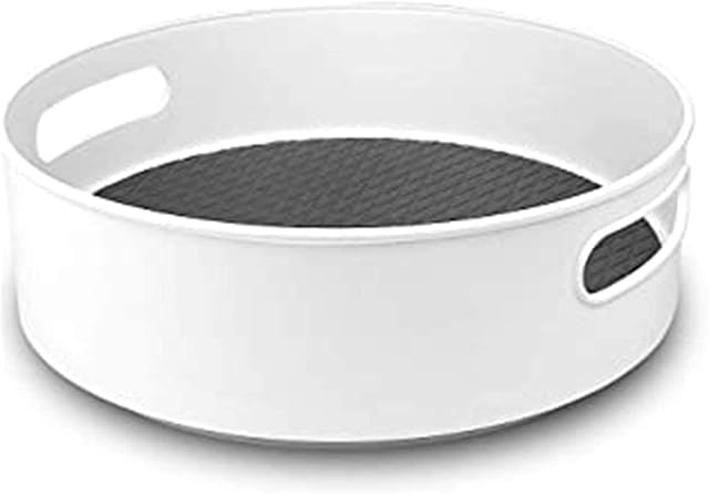 YEYUNTO Lazy Susan Turntable Non-Skid Under-Sink Pantry Cabinet Kitchen Organizer 18", White/Gray