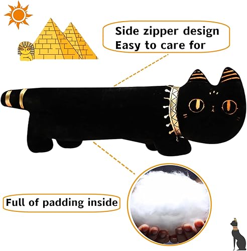 Miniatura 4 de Juguetes largos de peluche de gato largo, lindas almohadas largas de gato blanconegro, almohada de felpa súper suave de gato de dibujos animados,