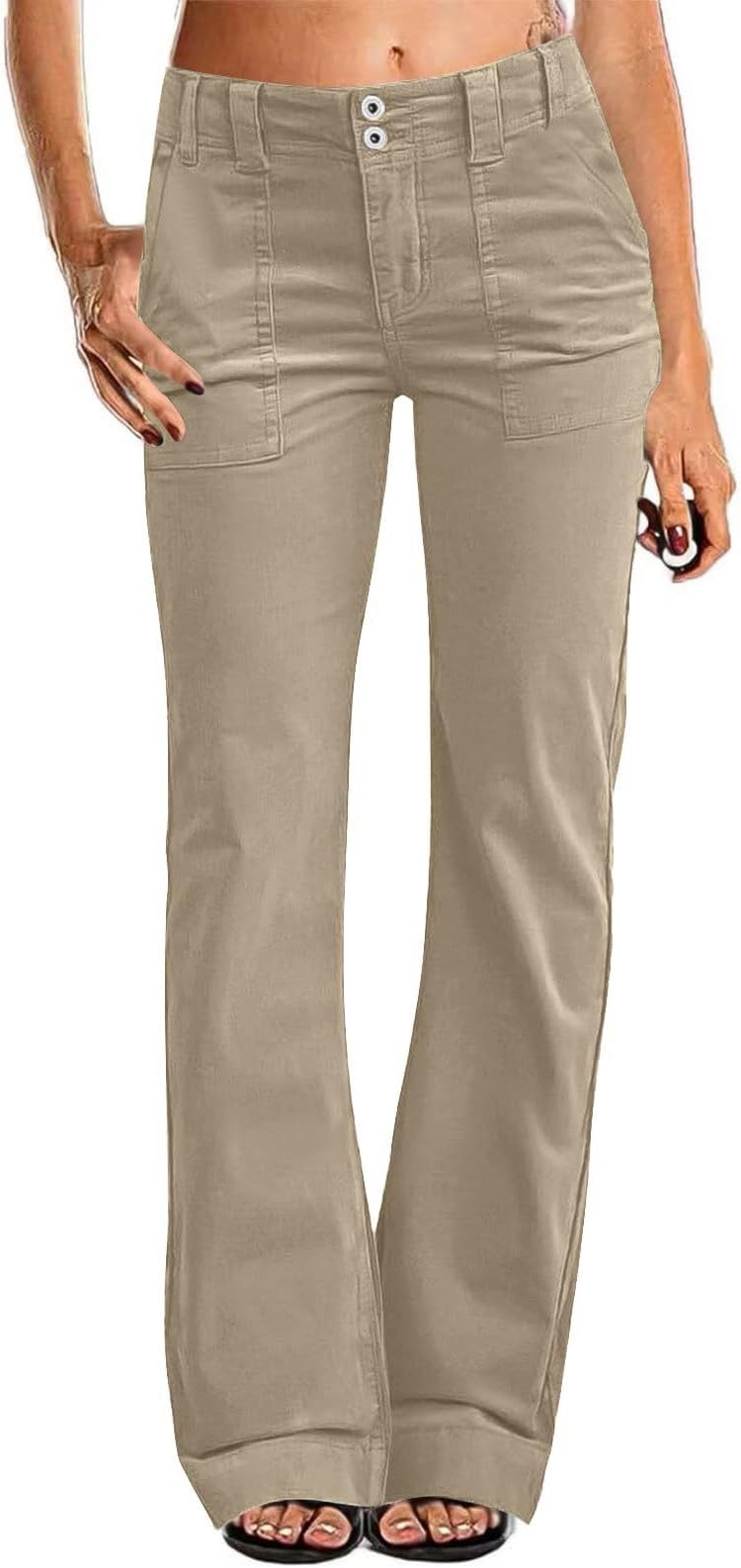 TOFOTL High Waisted Flared Workout Leggings - Women's Black Stretchy Bootcut Pants