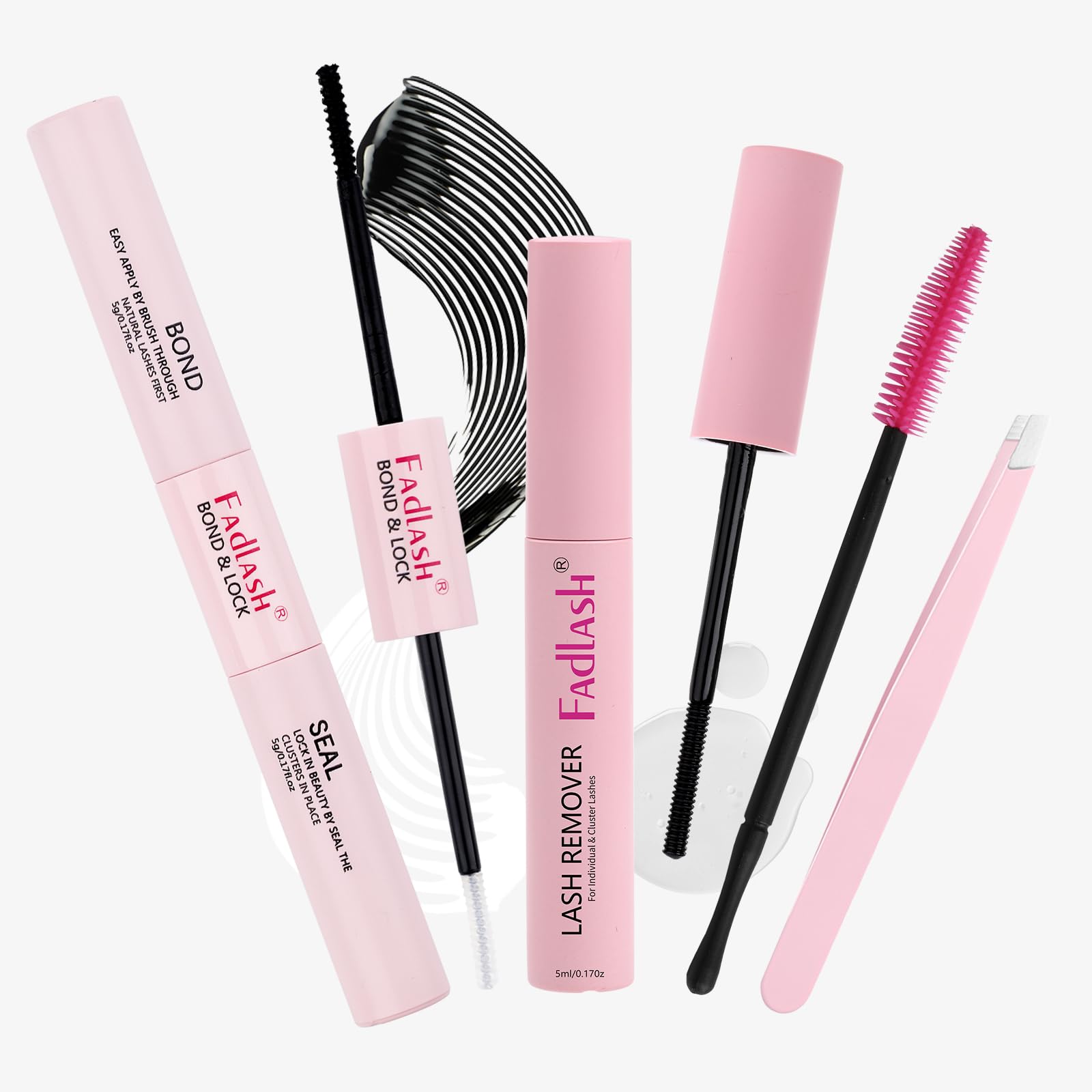 DIY Lash Extensions Kit 4 PCS Lash Bond and Seal & Cluster Lash Glue Remover Fast Removal No Residue and Eyelash Tweezers Waterproof Lash Cluster Glue