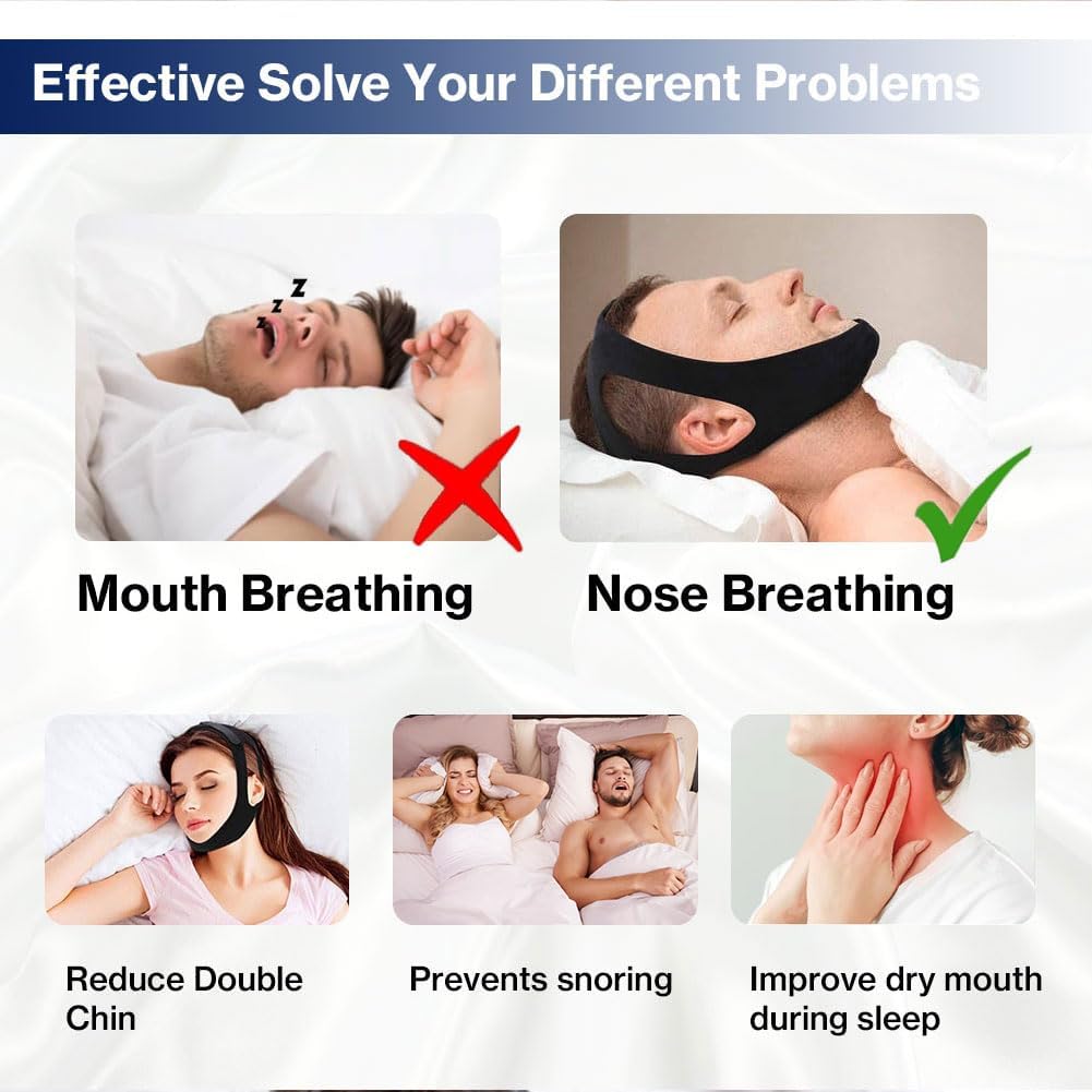 Chin Strap for Sleeping Comfortable Anti Snoring Devices Stop Snoring Solution Adjustable Anti Snoring Chin Strap for Men/Women Snore Stopper Reusable and Breathable - Image 3