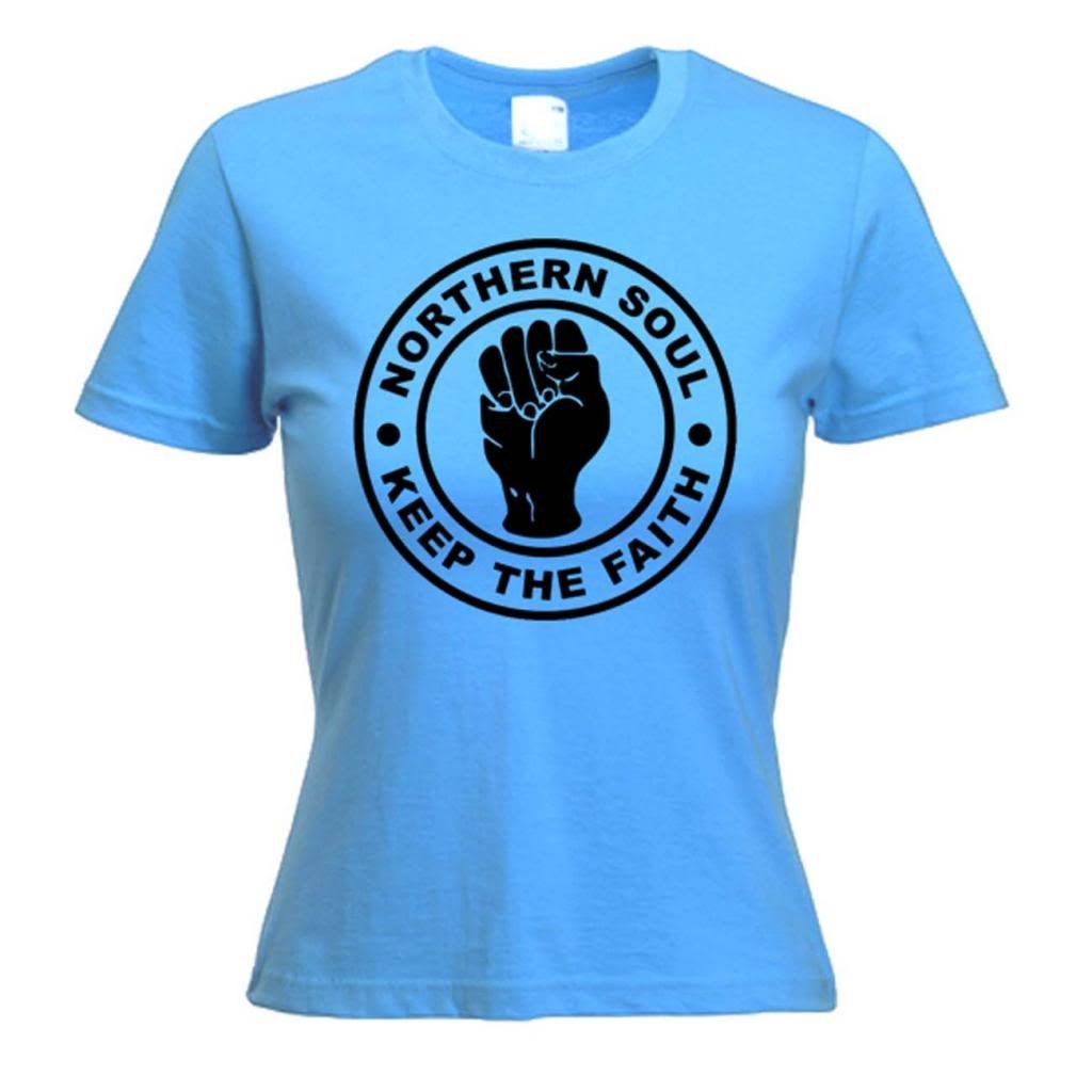 Tribal T-Shirts Womens Northern Soul Keep The Faith T-Shirt (XL, Blue)