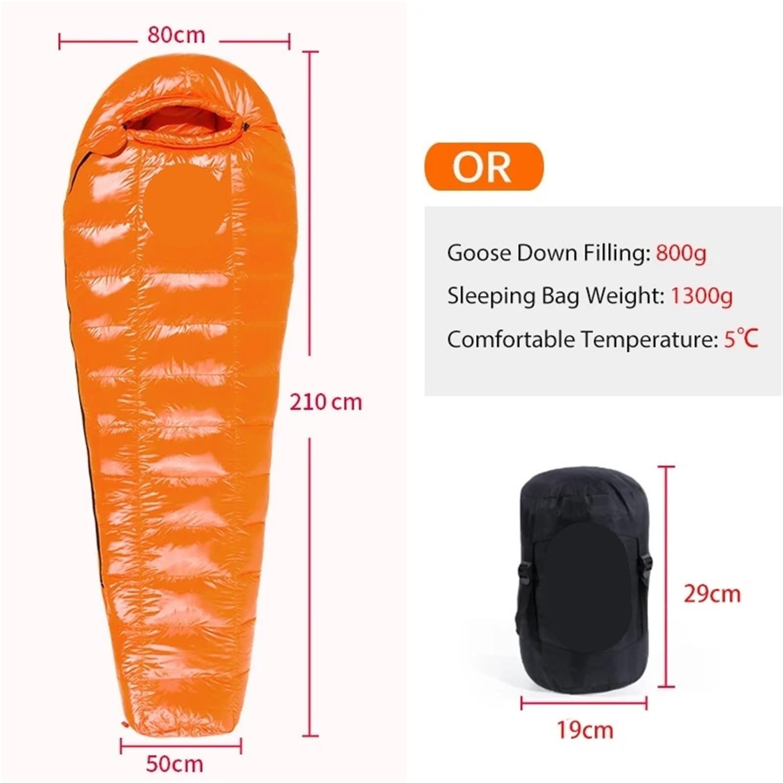 Sacco A Pelo da Campeggio White Goose Down Sleeping Bag Camping Sleeping Bag Goose Down Filled Men Sleeping Bag Warm for Travel Hiking Bag per Campeggio, Viaggi