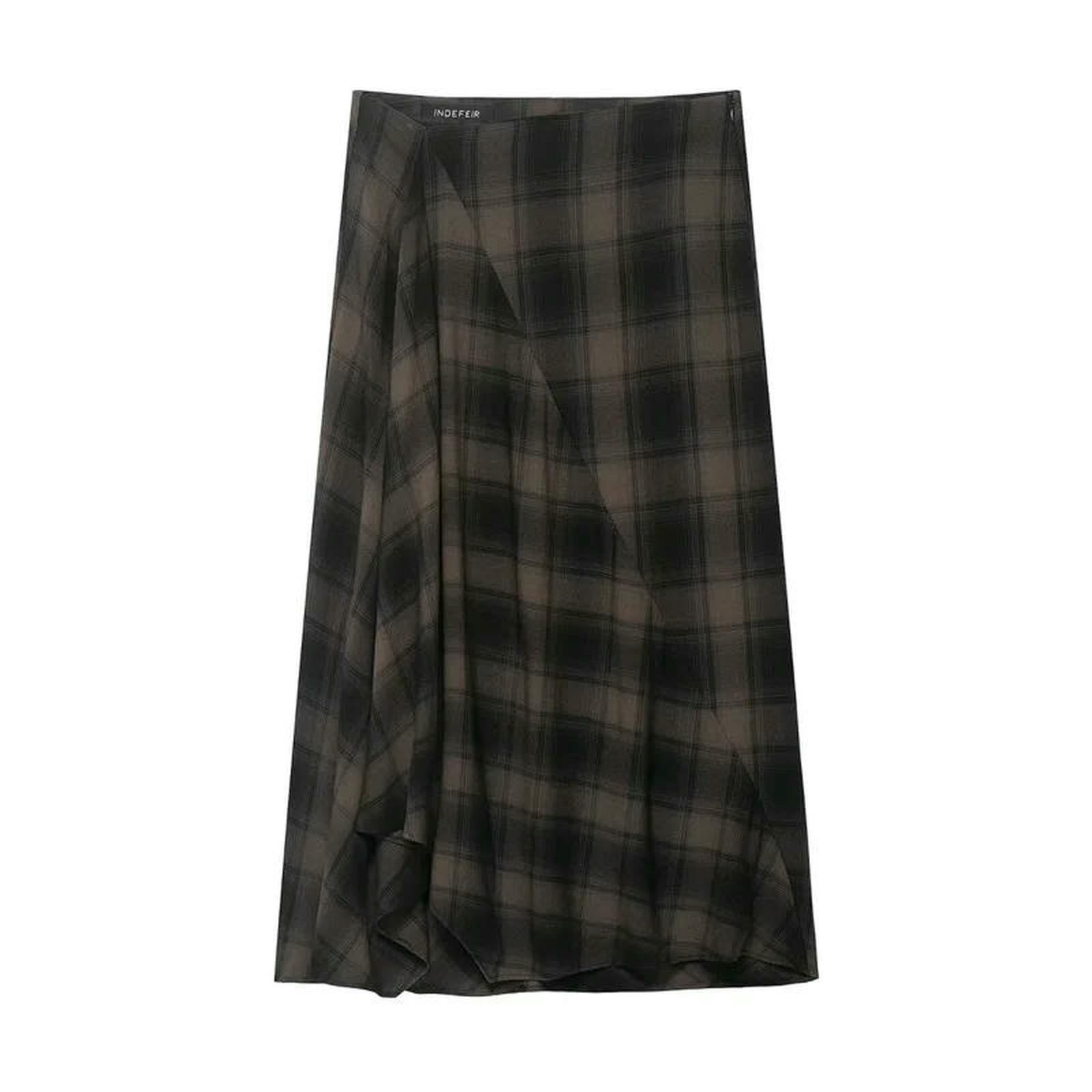 Gonna Lunga Longuette A Pieghe Scozzese Stile Autunnale da Donna, Moda Casual Versatile-Come L'Immagine-m