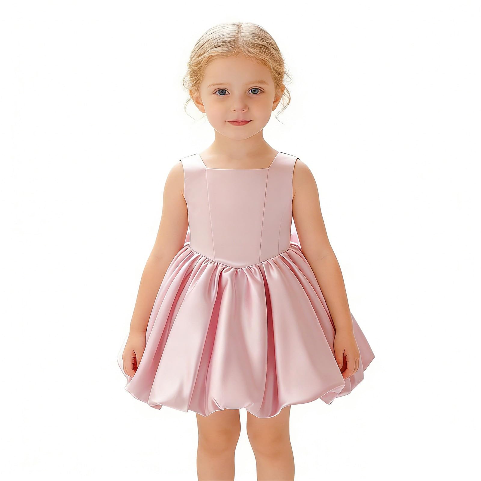 Abito da Cerimonia Senza Maniche con Fiocco e Gonna tutù per Bambine, Modello per Concorsi di Bellezza e Spettacoli
