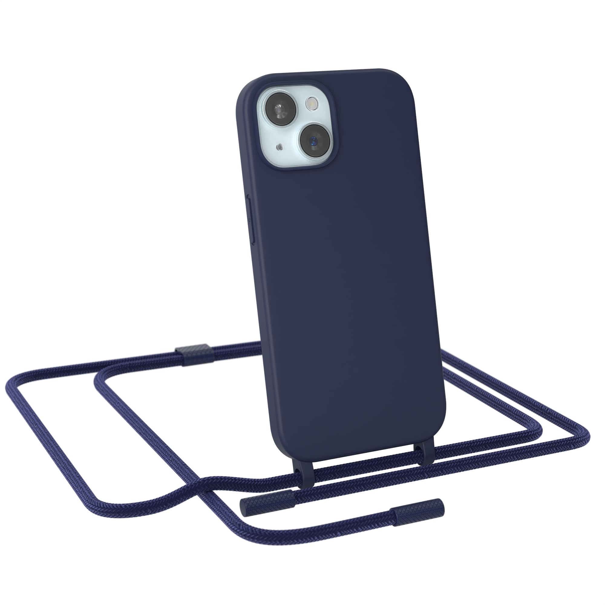 EAZY CASE Handykette kompatibel mit iPhone 15 Handyhülle mit Band in Nacht Blau