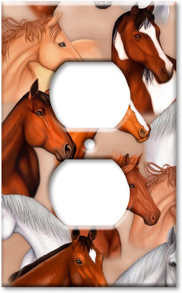 Art Plates - Outlet Cover Decorative Metal Wall Plate - Horses - Image by Dan Morris - (Made in USA)