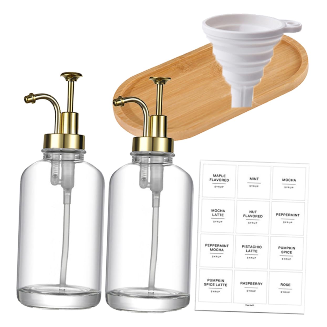 SOIMISS 2 Juegos Botella De Loción De Cristal De 500 Ml. Botella Dispensadora De Bomba Líquido Envase Dispensador De Jabón Recargable Automático Hundir De Madera 2 Piezas*2