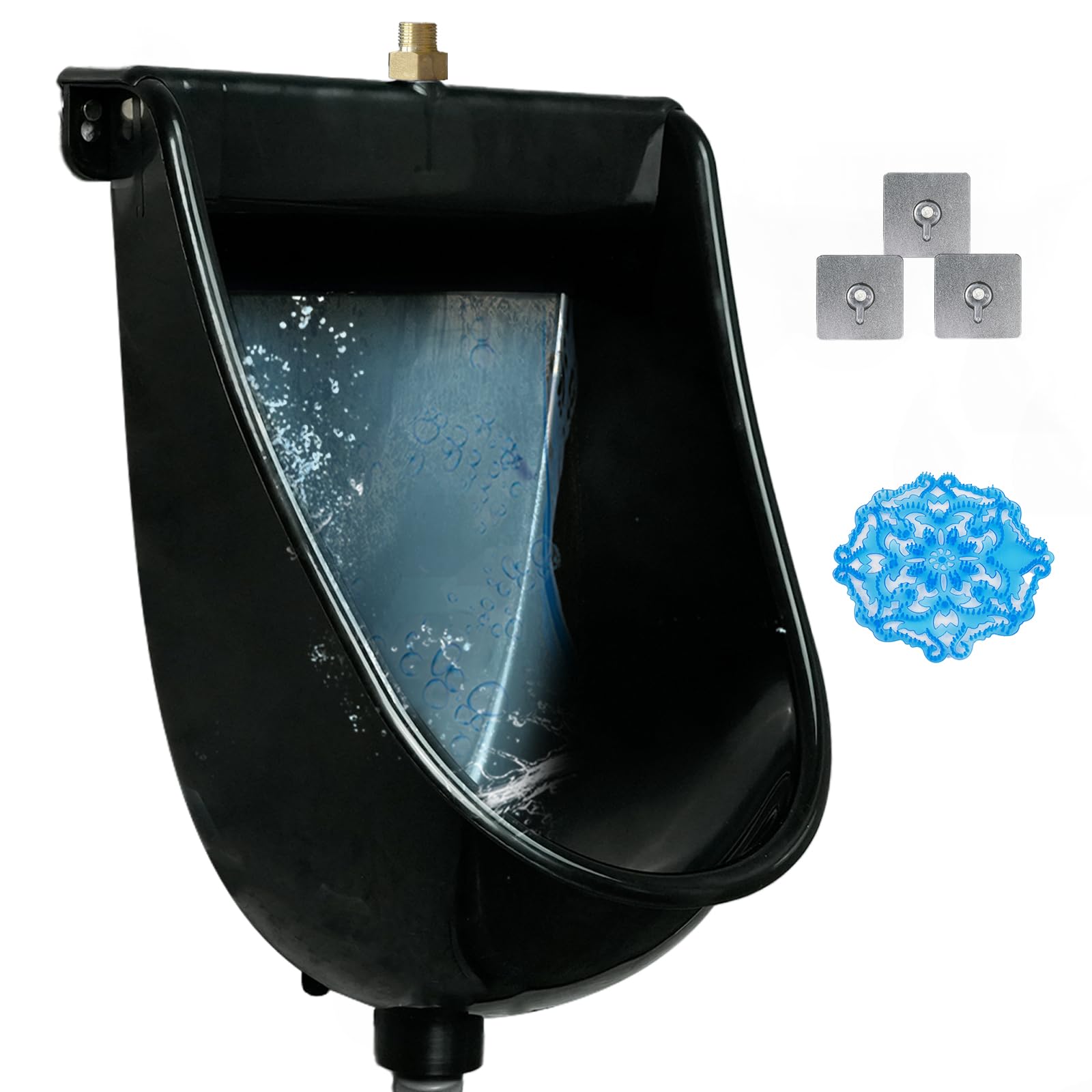 Shawoo Men's Black Wall Mounted Commercial Urinal Universal Washout Topspud Urinal Bathroom Waterless Urinal For Plastic Toilet Garage Urinal Urine Diverter Outdoor Urinal With Hose For Home Shed Backyard Rv (