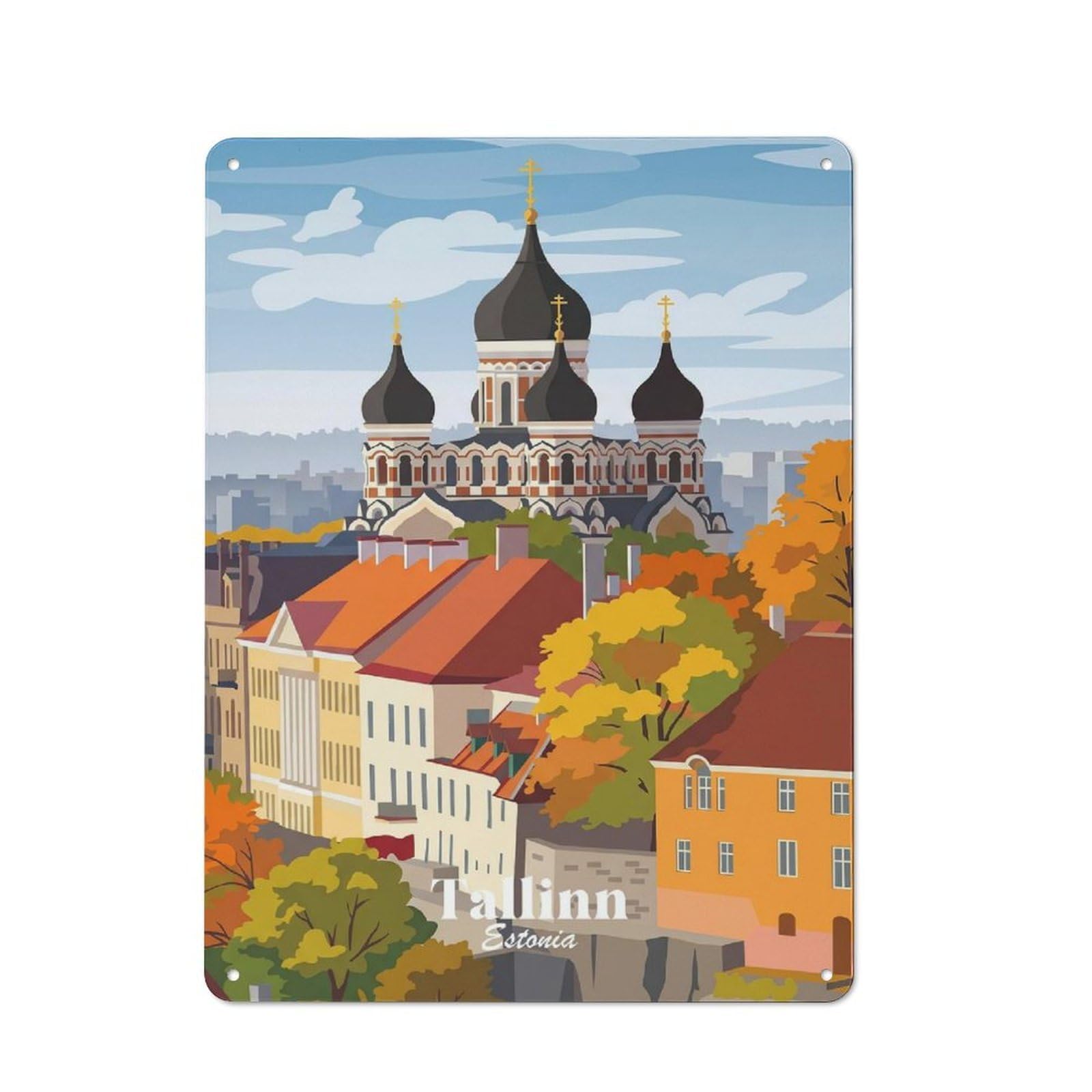 Junmoney Style-21 40X30cm Retro Metal Sign With Tallinn Estonia For Living Room Or Hallway, For Living Room Decor Lovers Refreshing A Room In Autumn