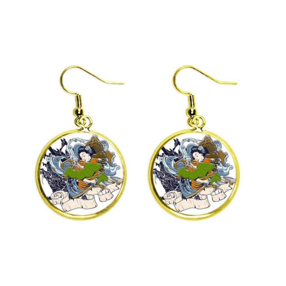 Pendientes de samurai para mujer tipo ear dangle dorados largos 2