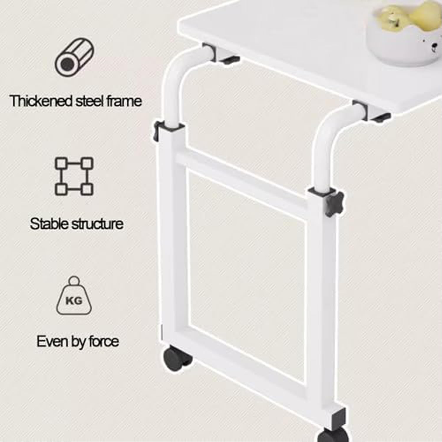 Table Médicale Roulante pour Lit，Table De Lit Roulante Réglable Table De Lit Réglable avec roulettes Tables De Lit Table De Lit Medical Over Bed Table Adjustable Height(Color:Blanc+)