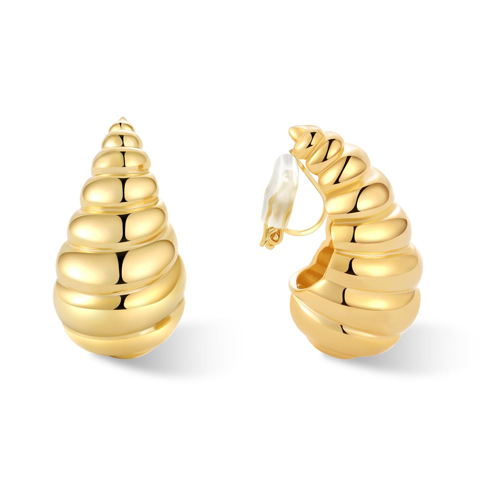 NVWAROCK Gold Drop Clip On Earrings Dupes Teardrop Chunky Non Pierced Earring 14K Real Gold Plated Hypoallergenic Lightweight Earrings for Women and Girl（Gold and Silver）