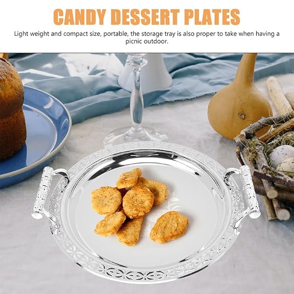 SHOWERORO European Style Round Pattern Serving Tray 13.18In Fruit Plate for Snacks Desserts and Home Storage Decorative Tray for Kitchen Living Room by SHOWERORO - Image 6