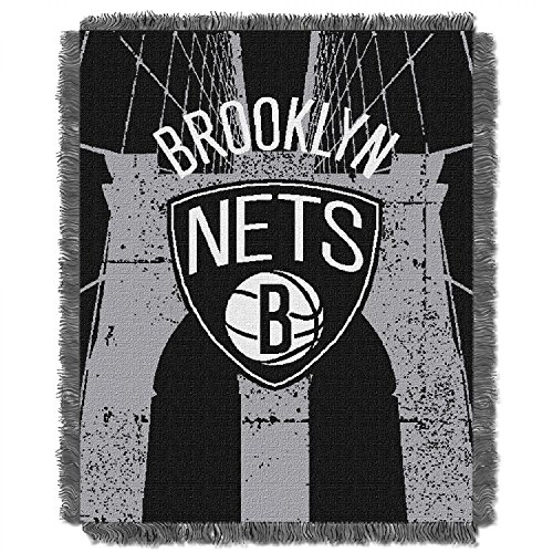 Northwest NBA Brooklyn Nets Unisex-Adult Woven Jacquard Throw Blanket, 48" x 60", Double Play