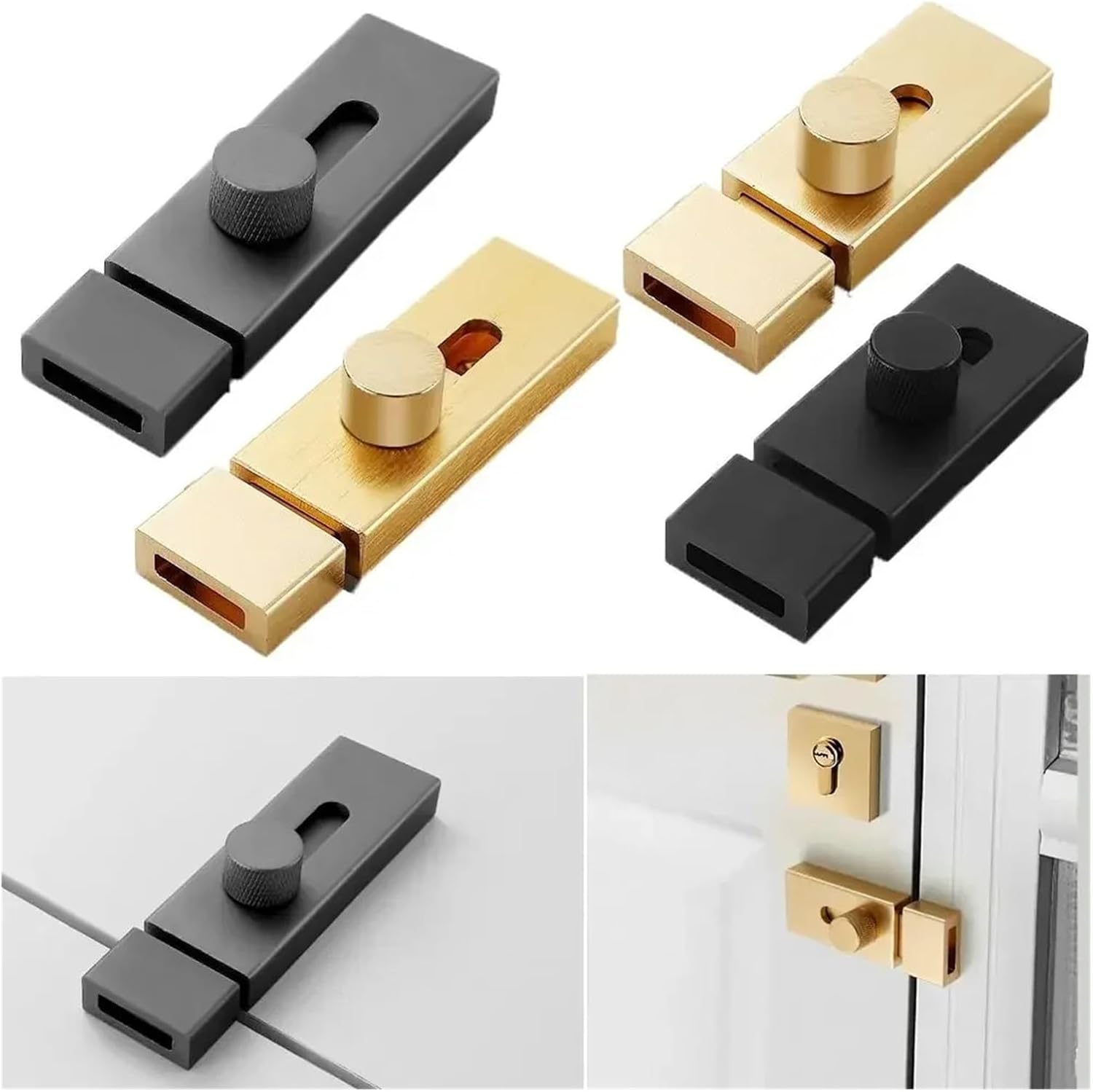 Aluminum Alloy Door Buckle Hasp Anti-Theft Hardware Barn Lock Window Latch(Black,3 inch)