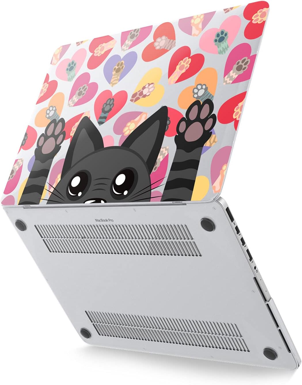 Hard Case Compatible for MacBook Pro 16 14 M3 M2 2023 M1 Pro 13 2022 Air 13 2021 Retina 2020 Mac 11 12 Cat Cool Print Design Painted Protective Laptop Animal Watercolor Cover Paws Black Cute
