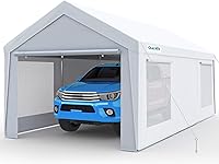 Vista 15 de Quictent Toldo de Cochera Resistente de 10x20 pies, Carpa Galvanizada para Auto, Refugio de Garaje Exterior y Bote con Estructura Reforzada, con Gris
