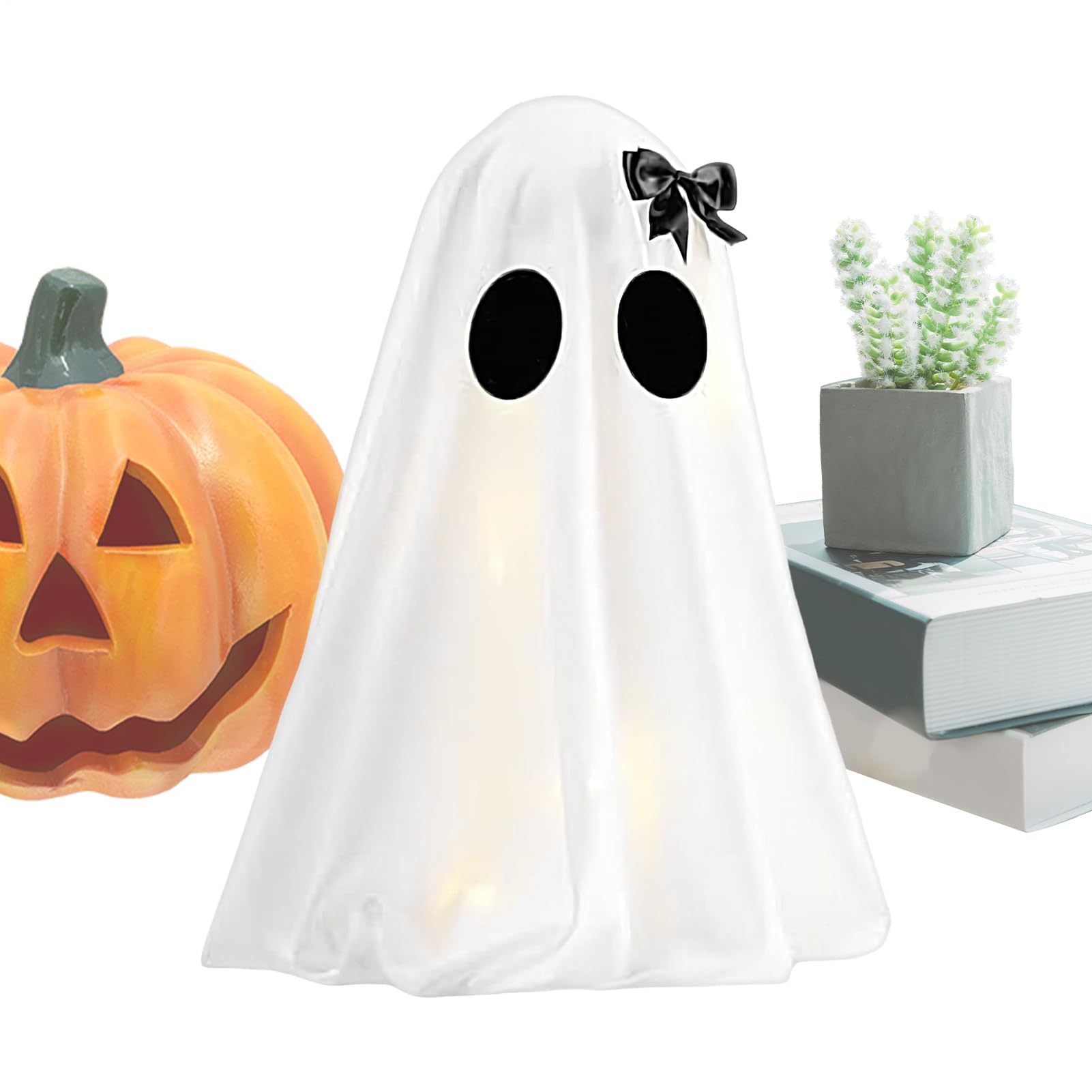 Fantôme lumineux d'Halloween pour une décoration de table et maison chaleureuse